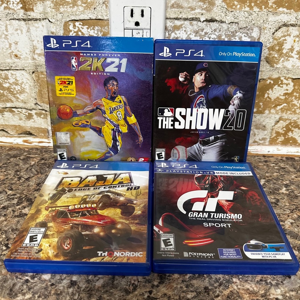 Sony PS4 Game Bundle 4 Games NBA 2K21 MLB 20 Baja Gran Turismo Good Condition